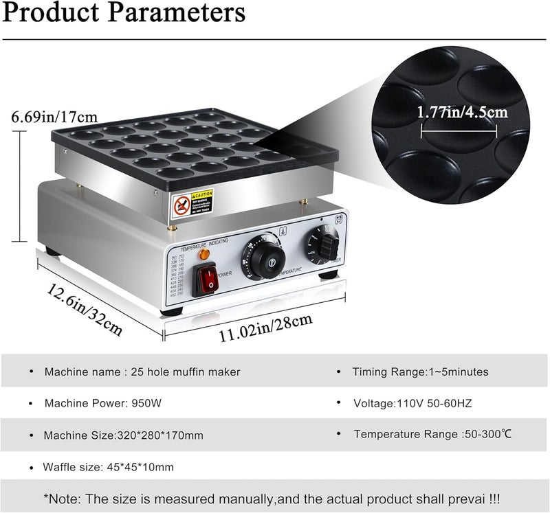 SIJIDING Mini Pancake Maker 25pcs Dutch Pancake Maker 950W Mini Pancakes Maker Machine Commercial Electric Dutch Pancakes Maker, Non-stick hotcakes Maker for Restaurant - Image 2